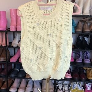 LC Lauren Conrad Cream Knit Sweater Vest with Heart Details